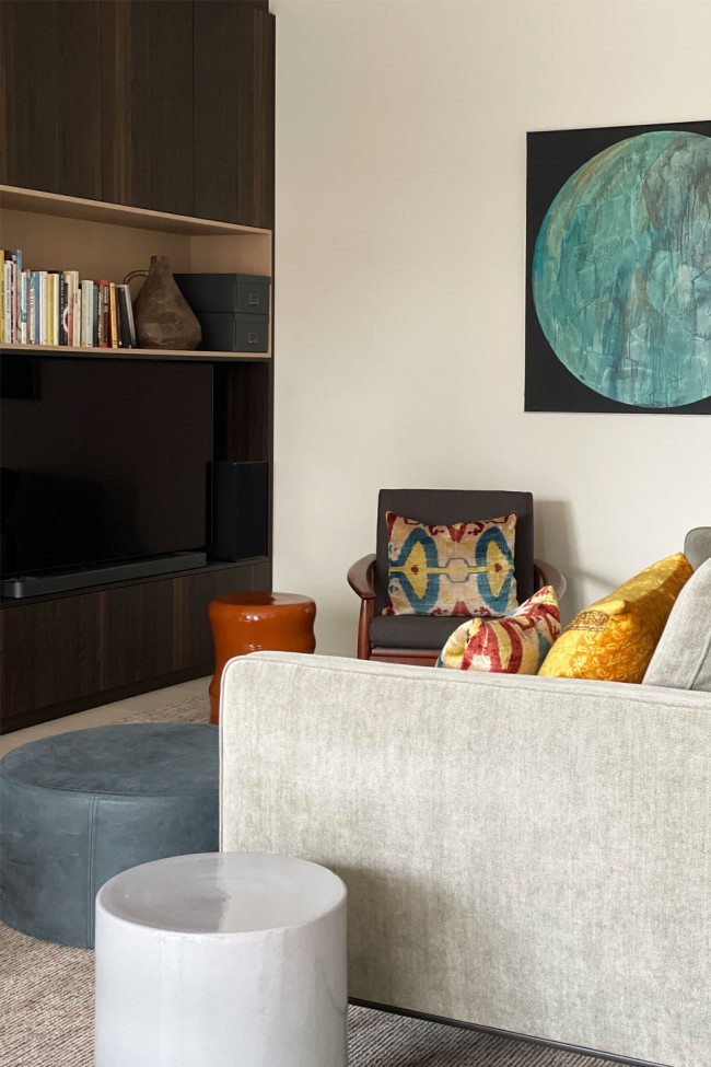 appartement, woonkamer, nieuwbouw, Niels Otto Möller, vintage, Mazzega, Carlo Mason, interieur, interieurarchitect, inrichting