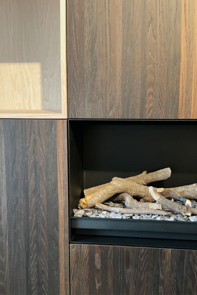 appartement, woonkamer, nieuwbouw, Niels Otto Möller, vintage, Mazzega, Carlo Mason, interieur, interieurarchitect, inrichting, haard