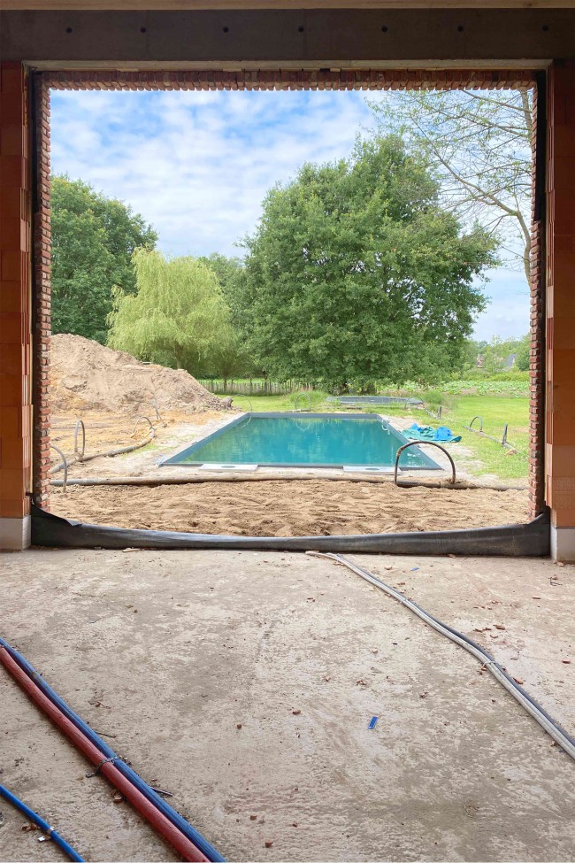 Fondatie, Lene Van Look, interior architect, poolhouse project, construction site